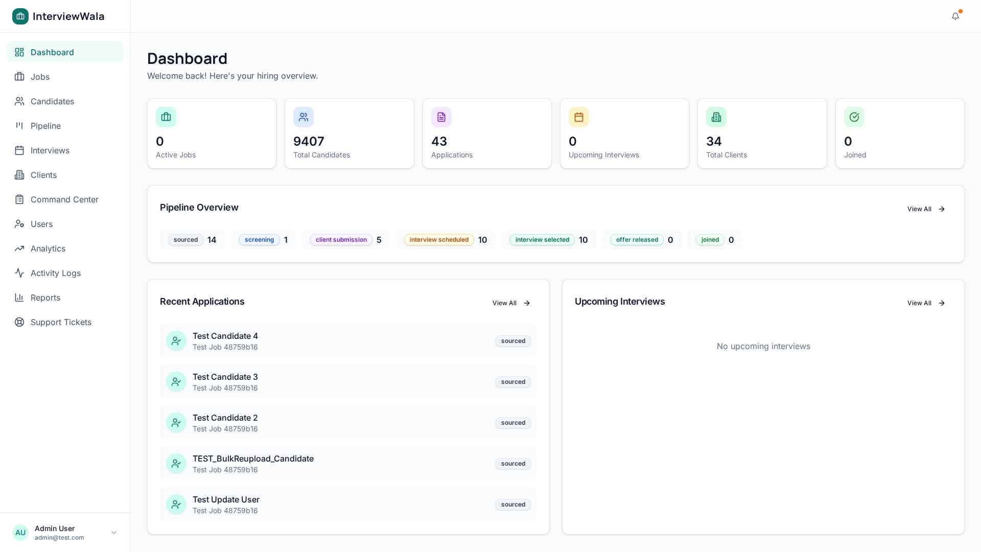 Real-time hiring metrics